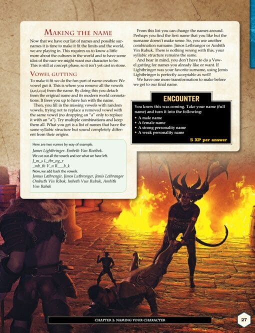 an page extract of the book the practical guide to becoming a great player, showing artwork, focusing on roleplaying characters