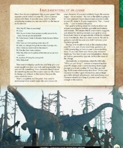 an page extract of the book the practical guide to becoming a great player, showing artwork, focusing on roleplaying characters